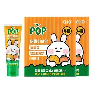 크리오 팝 고불소 충치케어 주니어 치약 망고피치향 90g, 4입, 2개