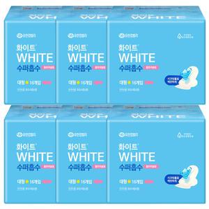 화이트 수퍼흡수 울트라 대형 16P X 6팩