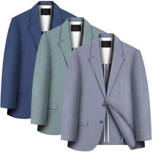 남자 린넨자켓 스판 국내생산 중년 남성 콤비 봄 여름 자켓 쿨 신사 양복 정장 마이 빅사이즈 95~120