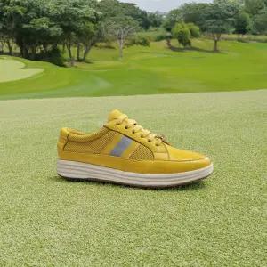 나만의 수제 골프화 천연소가죽 메쉬 노란 노랑 가죽 일상 운동화 스니커즈겸용 국내제작