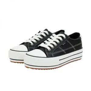 스프리스 여성 스티치 통굽 스니커즈 - 블랙