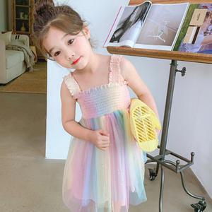 체린 여자 어린이 원피스  레인보우 민소매 여름원피스