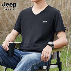 JEEP SPIRIT 남자 반팔 여름 V넥 오버핏 시원한 스판 기능성티