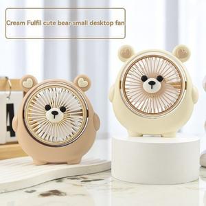 만화 곰 작은 팬 USB 충전 강한 바람 휴대용 미니 편리한 학생 책상 어린이