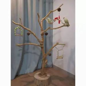 앵무새 횟대 놀이터 장난감 용품 그네 집 새장 나무