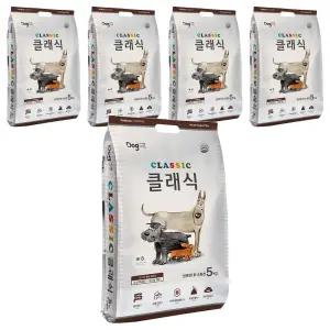 도그랑 전연령 강아지 클래식 건식사료, 닭, 5kg, 5개