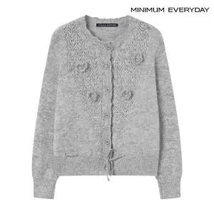 [롯데백화점]미니멈 [미니멈 에브리데이]엠보 플라워 펀칭 스트링 울 가디건 (EB4CK012D)
