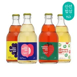 [품질보장] 무료배송 솔티마을 오롯이 스파클링와인세트 4.5도 330mlx4 복숭아,사과,딸기,포도