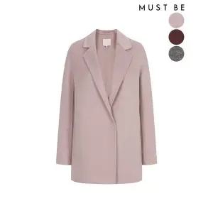 [하프클럽/머스트비]여성 핸드메이드 배색카라 울 싱글 코트