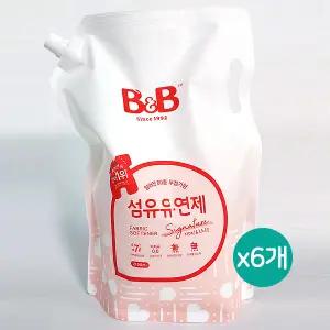 비앤비 섬유유연제 시그니처 자스민 앤 로즈 리필 2100ml 6개