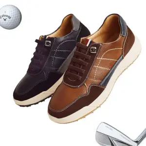 헌트끈 소가죽 스파이크리스 남성 골프화 인도어 스크린 연습장 필드 캐주얼골프화