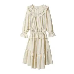 여유로미 여성 노라 코튼 라운드넥 긴소매 원피스 잠옷 국산 루나루즈 파자마 홈웨어 여성실내복 20대후반