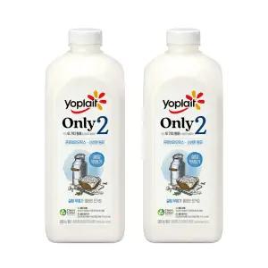 [G] 빙그레 요플레 Only2 무가당 플레인 요거트 대용량 1.8L 2병/설탕무첨가
