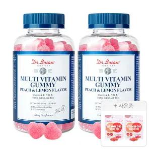 닥터브라이언 멀티비타민 구미 피치&레몬 플레이버, 100구미, 2개 + 증정 (비타민C&D 3000 복숭아맛 15구미, 2개)