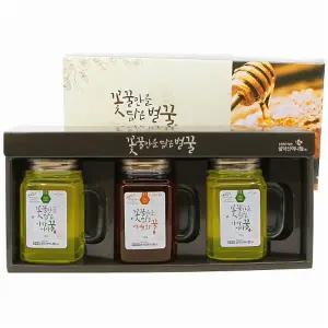 설악산허니팜 천연 벌꿀 머그 선물세트 3종 (아카시아2+야생화1) 1.5kg