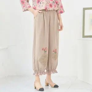 [하프클럽/마미소]마미소 하트꽃바구니 몸빼 바지 면50 자수 레이스 패치 엄