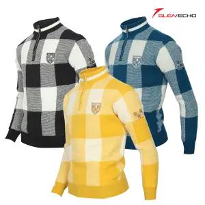 그렌에코 ges26101 남성 반집업 체크패턴 방풍 니트/방풍안감