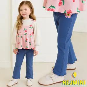 [헤이미니] 플라워부츠컷사선지데님팬츠