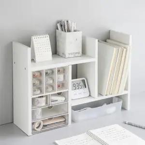 책상 책꽂이 미니 책장 중형 소형 나무 선반 다기능 수납 화이트 우드 데스크 정리 보조가구