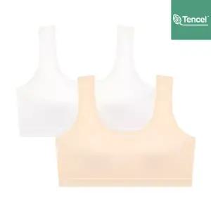 수아팜 주니어 2단계 순수 모달 스포츠 브라 2매 세트_아이보리,스킨