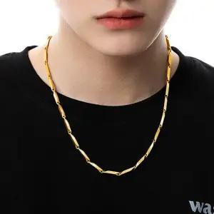 [모두모아]목걸이 18k 특수 압축 도금 남성 남자 대나무육각 순금 금 24K 두꺼운 굵은