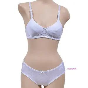 크리비아 주니어 베이직 노와이어 와이어리스 하트 속옷 브라팬티세트 2단계 스포츠 초등학생 여아 청소년w