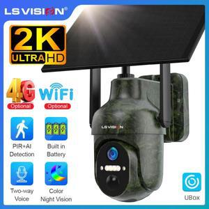 LS VISION 4G 태양집열판집열판  카메라 실외 4MP WiFi 인체/동물 감지 IP66 방수 사냥 2K 라이브 스트리밍