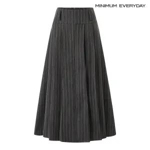 ( 에브리데이)클래식 핀스트라이프 플리츠 롱 스커트 (EC1WH007D)