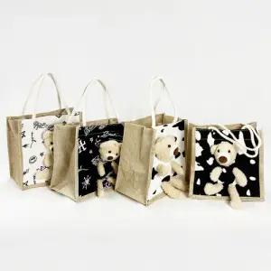 곰돌이 인형 패브릭 로프핸들 미니 토트백 에코백