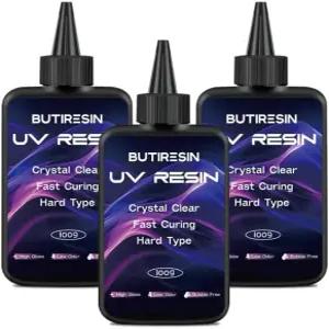 부티레진 UV 레진 300g 클리어 - 빠른 경화 크리스탈 무취 저점도 및 하드 타입 DIY 보석 제작 주조 코팅