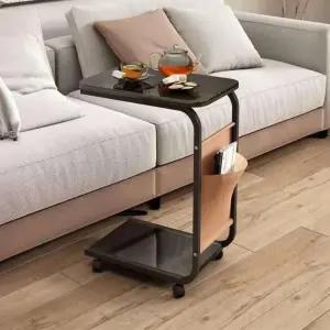 2단 트롤리 보조테이블 바퀴형 이동식 사이드 테이블 수납선반 거실 철제 협탁