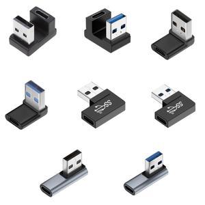 USB 3.0 Male to Type C Female 90 도 직각 확장 어댑터, 노트북용 USB C 상향 하향 커넥터 10Gbps