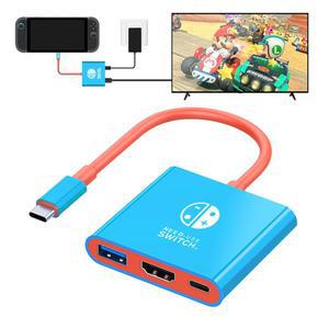 DUEQID USB C to HDMI 어댑터 스위치, 4K 케이블, 100W 타입 충전으로 3인치 1TV 어댑터, 스팀 덱, 스마트폰, PC(블루)와 호환 가능