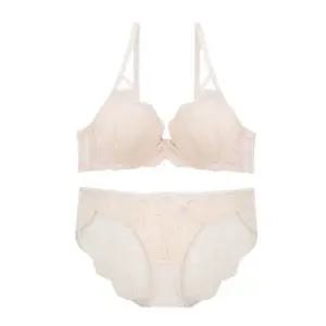 [롯데백화점]섹시쿠키 라이트 핑크 베이지 꽃망울 레이스 브라 레이스 팬티 세트 SCWBA306SCWPA307