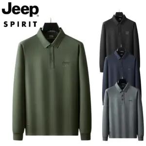 JEEP SPIRIT 폴로 셔츠 남성 긴팔 상의 폴리에스터 이너 루즈핏 패션 봄가을 티셔츠