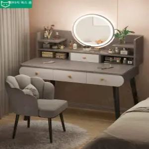 수납 화장대 원형 거울 서랍형 템바보드 멀티형 스툴 침실 풀세트 메이크업 테이블