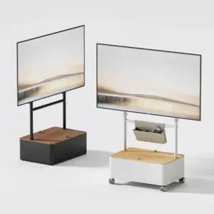 라익미 티비거치대 TV스탠드 이동식 무빙 무타공 대형 LG 삼성 이젤 서랍형 우드블랙