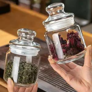 꽃차 밀폐용기 투명 홈카페 다용도 차 보관용기 유리용기 유리병 2개 4개
