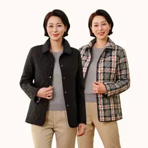 [마담엘레강스] 에이스 체크 리버시블 퀼팅 자켓 KYV3JK01