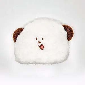 브라운-미니 살짝웃음 캐릭터 화이트 동전지갑 립밤파우치