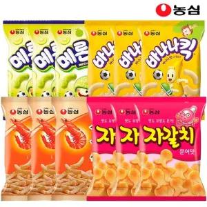 농심 새우깡 3봉+메론킥3봉+바나나킥3봉+자갈치3봉