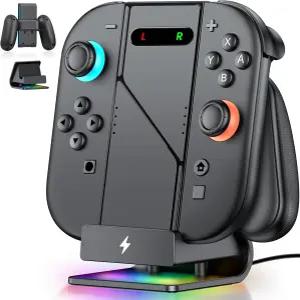 닌텐도 스위치 2 조이콘과 호환되는 충전 도크가 있는 스베태초 그립 중 편안한 지원 빠른 컨트롤러 충전기