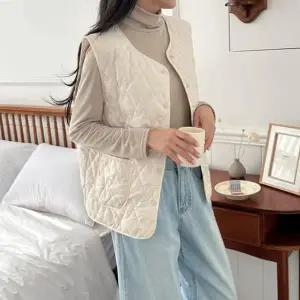 노카라 퀼팅 경량 패쪼 포켓 누빔 조끼 패딩