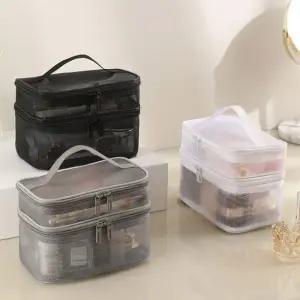 [라일리] Rly 여행파우치 메이크업파우치 메쉬소재 2단사용 클리어