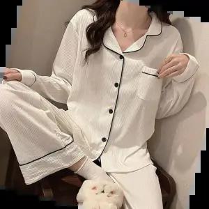 데일리홈웨어세트 골지 카라 긴팔 잠옷 세트 3color DK-1004486