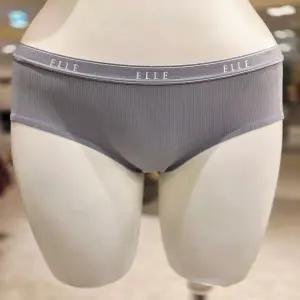 엘르이너웨어 블루그레이 ELLE로고 골지 아웃밴드 여성 심리스팬티 EEWBPR27BGY