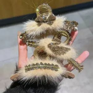 집게핀 리본집게핀 심플한핀 가을집게핀 포인트 모양큐빅퍼 ELH-100