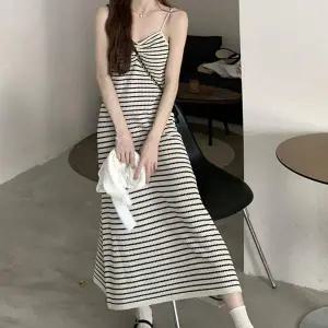 끈나시 MV32VF01 스트라이프 원피스 니트 여름 가을 바캉스