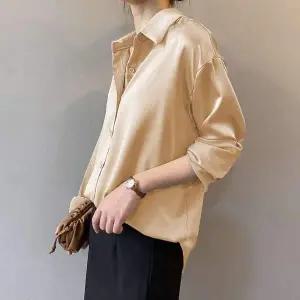 새틴 SY60YL71 카라 샤이닝 블라우스 MFNC-040131