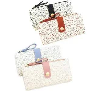 일본식 귀여운 고양이 여성용 지퍼 장지갑